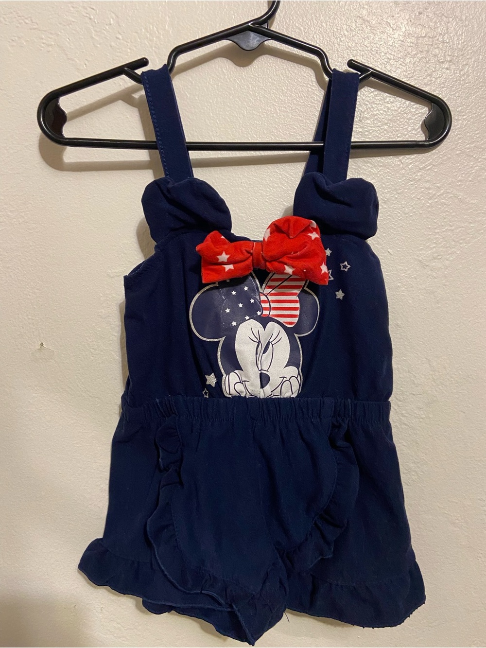 Disney Navy Minnie Mouse Romper with Red Star Bow size 12 Months